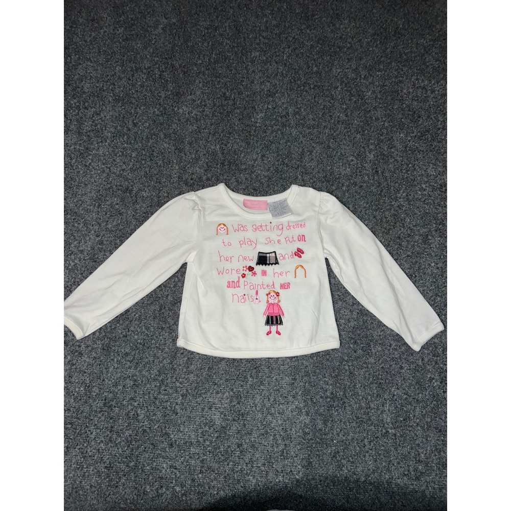 Kids Headquarters Girls 3T White Pink Graphic Long Sleeve Tee Shirt 11311068BT